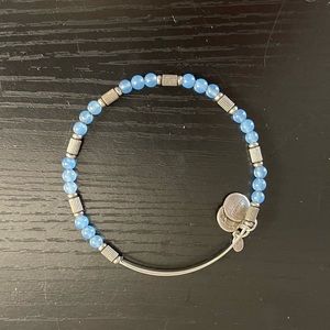 Alex and Ani silver tone blue bead bracelet
